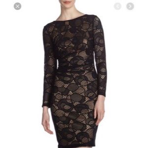 David Meister Crochet Lace Open-Back Sheath Dress